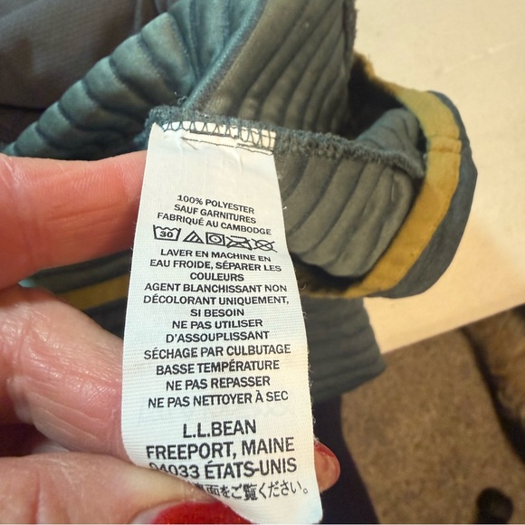 L.L. Bean Men's textured fleece quarter snap pullover green LARGE - Picture 4 of 6